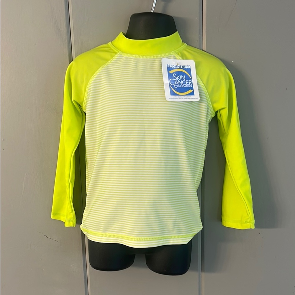Kids Lime Green Rash Guard Swim Shirt UPF 50+ Sun Protection